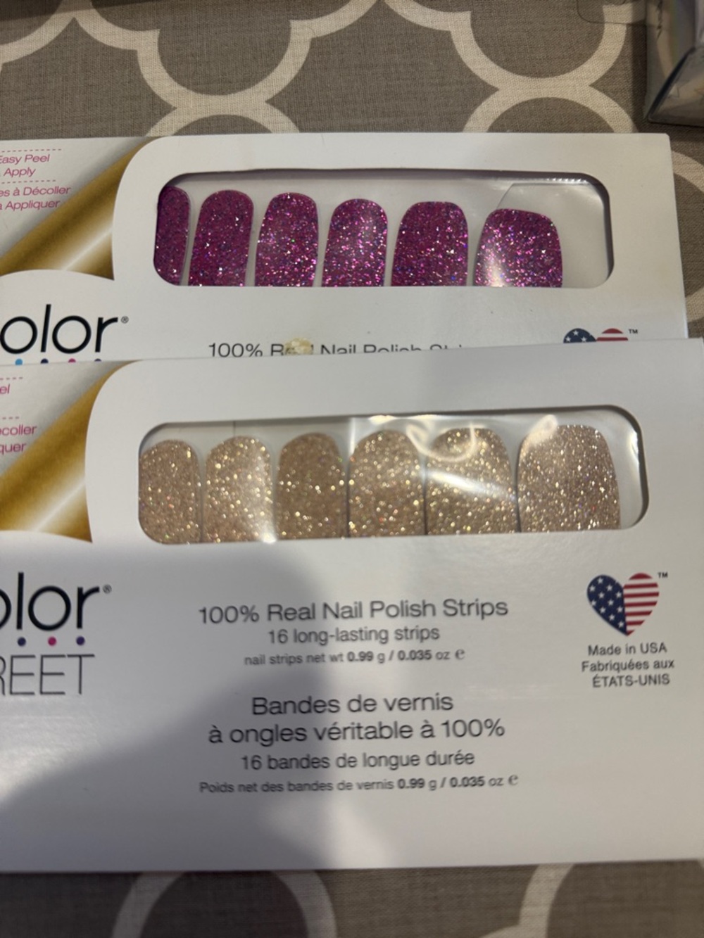 Color Street Pink & Gold Glitter Nail Strips